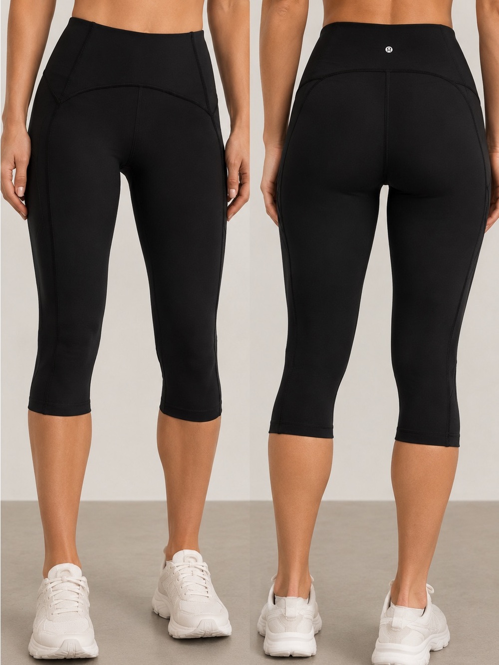 lululemon athletica Black Cropped High-Rise Capri Leggings